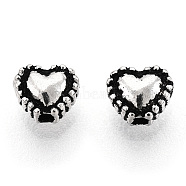 925 Sterling Silver Beads, Heart, Antique Silver, 5x4x3mm, Hole: 1mm(STER-T007-63AS)