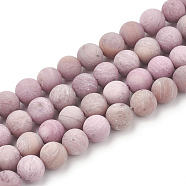 Natural Rhodonite Beads Strands, Frosted, Round, 10mm, Hole: 1.2mm, about 36pcs/strand, 14.9~15.1 inch(38~38.5cm)(G-T106-285)