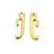 Golden Plated Alloy Letter Pendants, Rack Plating, Letter.J, 16x5x2mm, Hole: 1.5mm(PALLOY-P097-01-J)