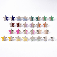 Resin & Wood Stud Earrings, with 304 Stainless Steel Pin, Star, Mixed Color, 17x18mm, Pin: 0.7mm(EJEW-N017-001A)