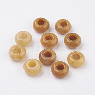 Natural Yellow Jade European Beads, Large Hole Beads, Rondelle, 14x7~8mm, Hole: 6mm(X-G-G740-14x8mm-09)