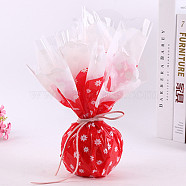 Oriented Polypropylene(OPP) Plastic Gift Wrapping Paper, Christmas Theme, for Apple, Candy, Flat Round with Flower Pattern, Red, 58.5x0.003cm, 20pcs/bag(AJEW-F043-01C)