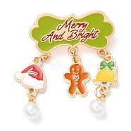 Enamel Pins for Women, Alloy Brooch for Backpack Clothes, Gingerbread Man/Hat, Christmas Bell, 46x31x1.5mm(JEWB-D017-01A-LG)