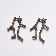 Alloy Cabochons, Constellation/Zodiac Sign, Antique Bronze, Gemini, 20.5x16x3mm(PALLOY-L204-10AB)