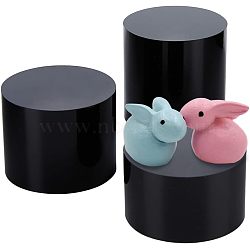 Acrylic Display Bases, Column Display Stands, Black, 50x30~49mm, 3pcs/set(AJEW-WH0043-86)