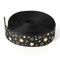 Laser Polyester Grosgrain Ribbon, Single Face Printed, for Bows Gift Wrapping, Festival Party Decoration, Star Pattern, 7/8 inch(22mm), 10 yards/roll(9.14m/roll)(OCOR-I010-03E)