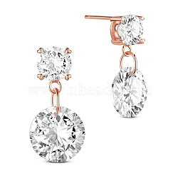 SHEGRACE 925 Sterling Silver Dangle Stud Earrings, with AAA Cubic Zirconia, Rose Gold, 21mm(JE14B)