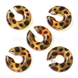 Resin Cabochons, with Leopard Print Pattern, Letter C, 29x29.5x10mm(RESI-D300-05A)