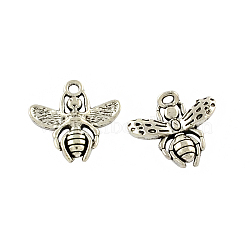 Tibetan Style Alloy Bee Pendants, Cadmium Free & Lead Free, Antique Silver, 17x17x4mm, Hole: 2mm, about 333pcs/500g(TIBEP-Q043-240-RS)