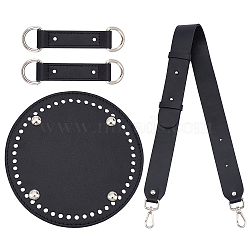 DIY PU Leather Bag Making Kits, Including PU Leather Bag Bottom & Strap & Hanger, Black, 15.2x0.9cm, Hole: 5mm(DIY-WH0308-110)