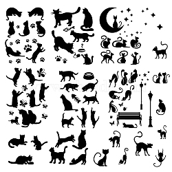16 Sheets 8 Styles PVC Waterproof Wall Stickers, Self-Adhesive Decals, for Window or Stairway Home Decoration, Rectangle, Cat Pattern, 200x145mm, about 2 sheets/style(DIY-WH0345-023)