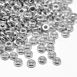 Brass Flat Round Spacer Beads, Platinum, 4x1.5mm, Hole: 1.5mm(X-KK-M085-A-12P-NR)