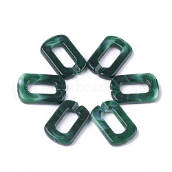 Acrylic Linking Rings, Quick Link Connectors, For Jewelry Chains Making, Imitation Gemstone Style, Oval, Dark Green, 30.5x20x5mm, Hole: 17.5x8mm, about: 220pcs/500g(OACR-S021-28A)