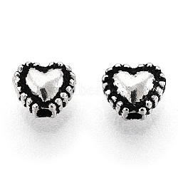 925 Sterling Silver Beads, Heart, Antique Silver, 5x4x3mm, Hole: 1mm(STER-T007-63AS)