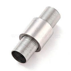 304 Stainless Steel Magnetic Clasps with Glue-in Ends, Column, Stainless Steel Color, 24mm, Hole: 6mm(STAS-M297-05P)