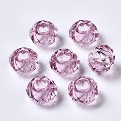 Transparent Resin Beads, Large Hole Beads, Faceted, Rondelle, Plum, 14x8mm, Hole: 5.5mm(RESI-T030-02L)