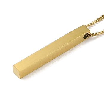 Vacuum Plating 201 Stainless Steel Pendant Necklaces, Rectangle, Real 18K Gold Plated, 23.62 inch(60cm)