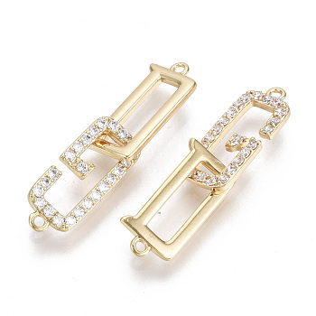 Brass Micro Pave Clear Cubic Zirconia Hook and S-Hook Clasps, Connector Components for Jewelry Making, Nickel Free, Real 18K Gold Plated, Hook Ring: 14.5x7x1mm, Hole: 1mm, G Shape: 15.5x6.5x1.5mm, Hole: 1mm