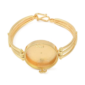 Brass Link Bracelet Making, with Flat Round Tray, Rack Plating, Long-Lasting Plated, Golden, Tray: 29mm, 7 inch(17.8cm)