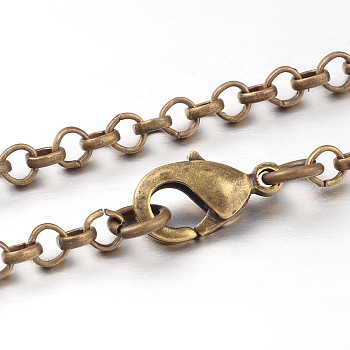 Iron Cross Chain Rolo Chain Necklace Making, Antique Bronze, 17.99 inch