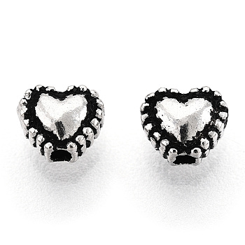 925 Sterling Silver Beads, Heart, Antique Silver, 5x4x3mm, Hole: 1mm