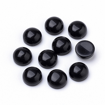 Natural Black Agate Cabochons, Half Round/Dome, 6x3~4mm