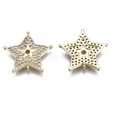 Brass Micro Pave Clear Cubic Zirconia Pendants(ZIRC-S069-033G)-2