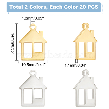 dicosmétique 40pcs 2 couleurs 304 breloques en acier inoxydable(FIND-DC0001-17)-2