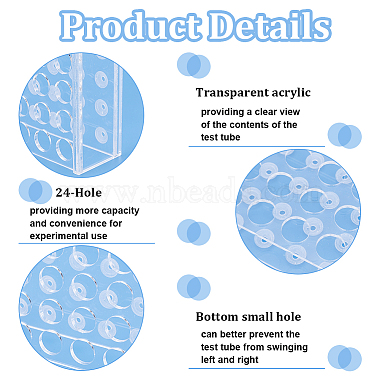 Gradilla para tubos de ensayo de laboratorio de acrílico de 24 orificio y 5 ml(DIY-WH0430-386B)-4