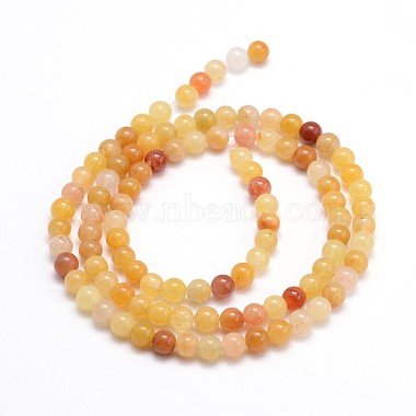 Natural Gemstone Red Yellow Jade Round Bead Strands(G-J303-02-4mm)-2