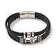 Braided Microfiber Leather Multi-strand Bracelets(BJEW-B096-30B)-1