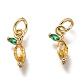 Brass Micro Pave Gold & Green Cubic Zirconia Charms(X-ZIRC-I051-07G)-1