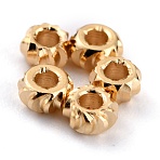 Brass Beads, Cadmium Free & Lead Free, Long-Lasting Plated, Corrugated Rondelle, Real 24K Gold Plated, 2.5x1.5mm, Hole: 1mm(X-KK-O133-302A-G)