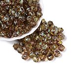 Picasso Transparent Glass Beads, Pumpkin, Light Khaki, 8.5~9mm, Hole: 0.9~1.2mm, About 750pcs/pound(SEED-Q039-04B)
