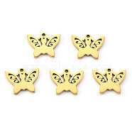 Vacuum Plating 304 Stainless Steel Charms, Laser Cut, Butterfly, Golden, 10x12x1mm, Hole: 1.2mm(X-STAS-N092-105G)