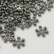 Zinc Alloy Beads Spacers, Cadmium Free & Lead Free, with One Hole, Snowflake, Gunmetal, 8.5x2.5mm, Hole: 1.5mm, about 105pcs/20g(Y-PALLOY-Q062-B)