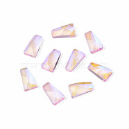 Glass Rhinestone Cabochons, Nail Art Decoration Accessories, Faceted, Trapezoid, Pink, 6x3.5x1.5mm(MRMJ-N027-043A)