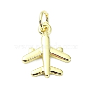 Brass Pendant, Airplane, Real 18K Gold Plated, 14x11.5x1.5mm, Hole: 3mm(KK-H475-31G)