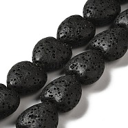 Natural Lava Rock Beads Strands, Dyed, Heart, Black, 14x13~13.5x7mm, Hole: 1.2mm, about 30pcs/strand, 16.14''(41~14.5cm)(G-N0114-A38)