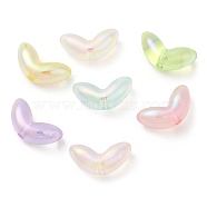 UV Plating Transparent Acrylic Beads, Luminous Beads, Iridescent, Leaf, Mixed Color, 12x23.5x9mm, Hole: 2.8mm(X-SACR-L005-09)