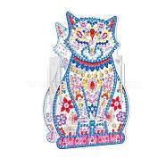 5D DIY Cat Pattern Animal Diamond Painting Pencil Cup Holder Ornaments Kits, with Resin Rhinestones, Sticky Pen, Tray Plate, Glue Clay and Acrylic Plate, Cat Pattern, 143x86x2mm(DIY-C020-09)