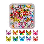 100Pcs 10 Colors Transparent Flat Back Resin Rhinestone Cabochons, Butterfly, Mixed Color, 9.5x9x2mm, 10pcs/color(CRES-SZ0001-04)