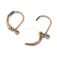 Red Copper Brass Leverback Earring Findings, with Loop, Lead Free and Cadmium Free, Size: about 10mm wide, 15mm long, hole: 1mm(X-EC223-R)