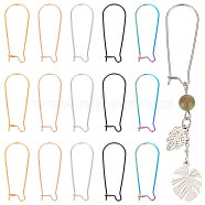 30Pcs 5 Colors Ion Plating(IP) 304 Stainless Steel Hoop Earrings Findings, Kidney Ear Wires, Mixed Color, 33x13x0.7mm, 21 Gauge, 6Pcs/color(STAS-UN0049-76)