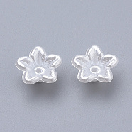 ABS Plastic Imitation Pearl Beads, Flower, White, 10x10.5x5mm, Hole: 1mm(X-OACR-S010-A-Z9)