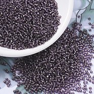 MIYUKI Round Rocailles Beads, Japanese Seed Beads, 11/0, (RR24) Silverlined Amethyst, 2x1.3mm, Hole: 0.8mm, about 1111pcs/10g(X-SEED-G007-RR0024)