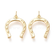 Brass Pendants, with Jump Rings, Long-Lasting Plated, Horseshoe, Golden, 24.5x20x2mm, Hole: 4.5mm(ZIRC-I044-37A)