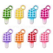 Opaque Acrylic Pendants, Craft Style, Ice Cream Sticks, Mixed Color, 21.5x11.5x4mm, Hole: 3mm(X-PAB2844Y)