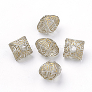 Plating Transparent Acrylic Beads, Metal Enlaced, Lantern, Golden Plated, 12~12.5x12~12.5x11mm, Hole: 3.5mm(X-PACR-Q115-54G)