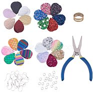 DIY Earring Making, with PU Leather Pendants, Brass Rings, Brass Earring Hooks, Brass Jump Rings, Iron Jewelry Pliers, Mixed Color, 37.5x25x1.8mm, Hole: 2mm(DIY-PH0026-08)